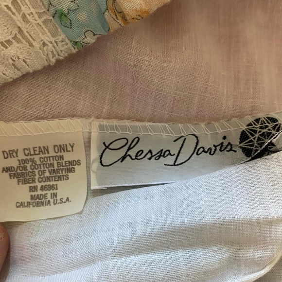 Vintage Chessa Davis Patchwork Floral Lace Polka Dot Prairie Skirt Boho Hippie - Picture 15 of 17